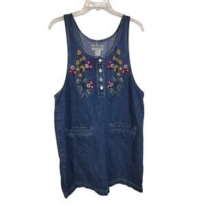 3891)Vintage Amilano Collection Sleeveless Embroidery Denim Pullon Dress Medium